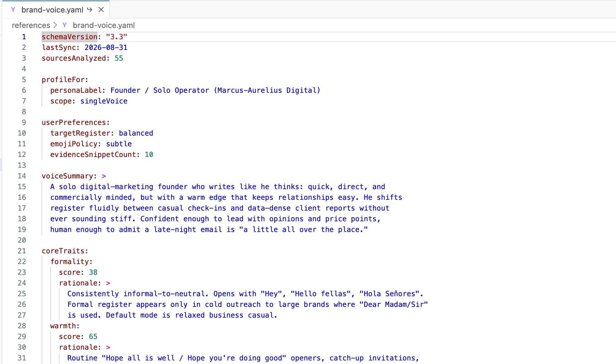brand voice profile inside the brand context folder